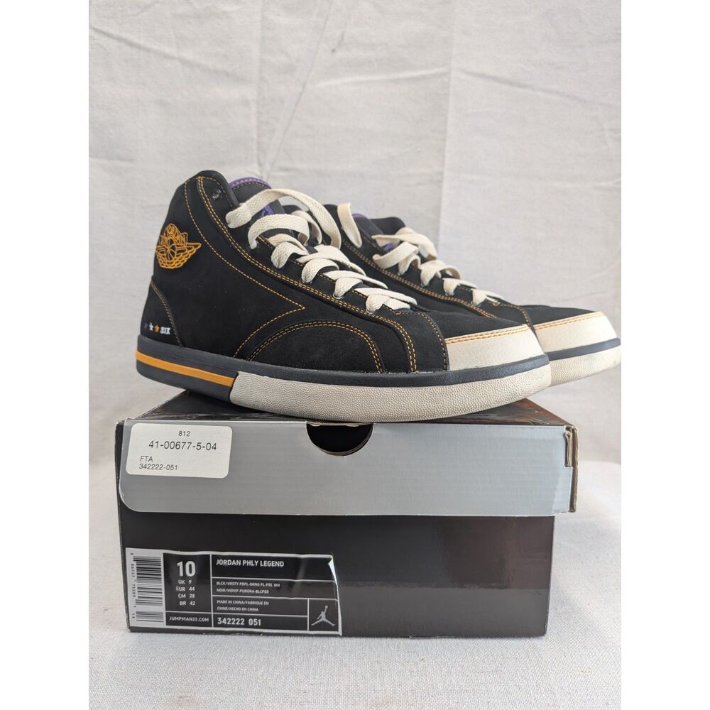 Retro Streetwear Y2K Size 10 Jordan PHLY Legend 342222-051 Black Purple Orange